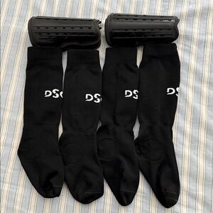 ⚽️Black DSG Youth OCALA Soccer Shin Socks. Size L. 2 pairs.